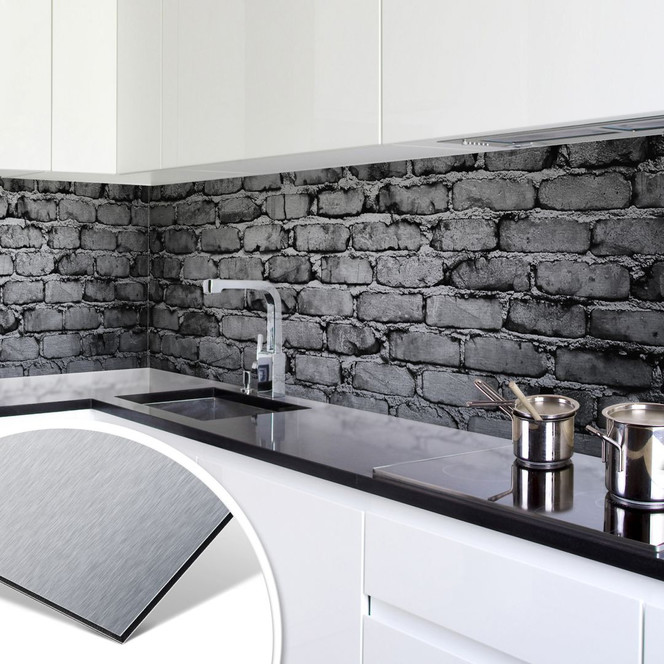 Küchenrückwand - Alu-Dibond-Silber - Mauer 04