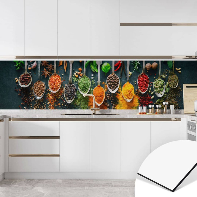 Küchenrückwand Bunte Vielfalt an Gewürzen