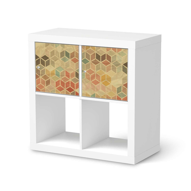 Möbelfolie IKEA Kallax Regal 2 Türen (quer) - 3D Retro- Bild 1