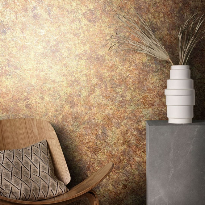 Vliestapete in Betonoptik und leichtem Stein Look gold Struktur