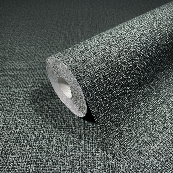 Vliestapete in textilem Uni grün Struktur