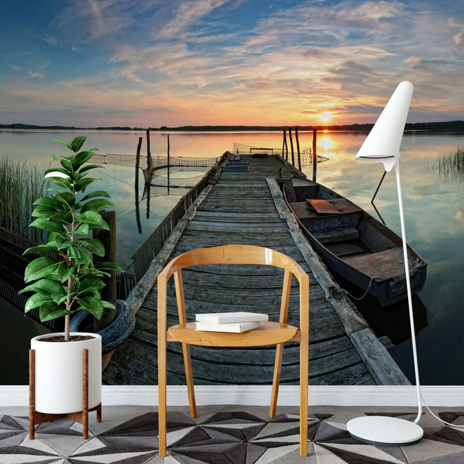 Fototapete Sunset at the lake - 384x260cm - Bild 1