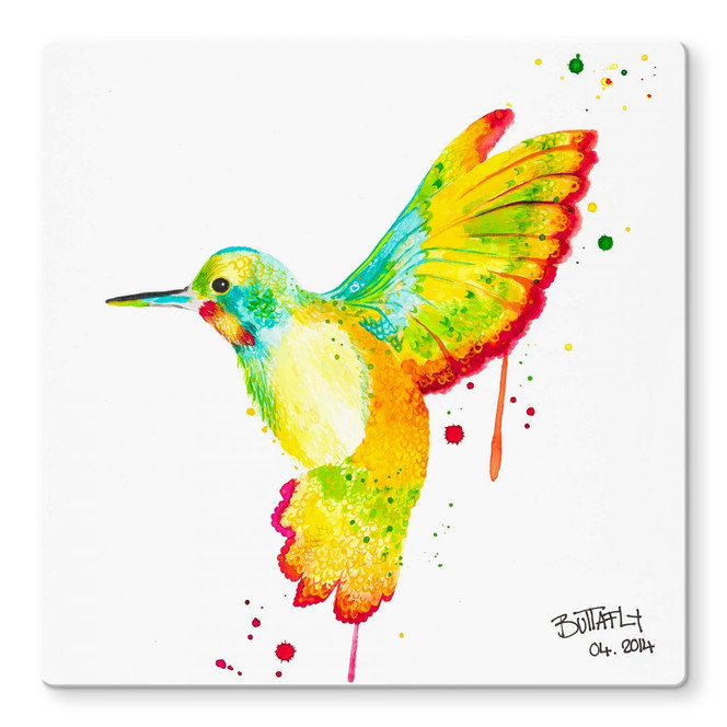Glasbild Buttafly - Kolibri - quadratisch