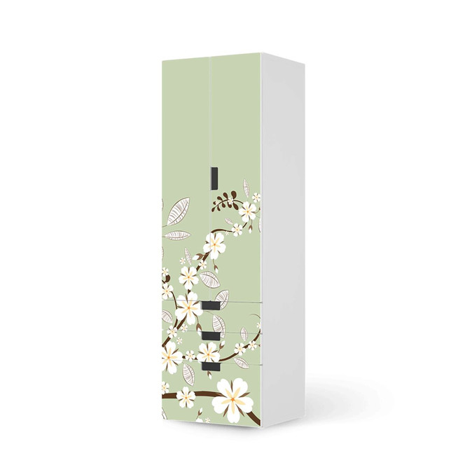 Klebefolie IKEA Stuva / Malad - 3 Schubladen und 2 grosse Türen - White Blossoms- Bild 1