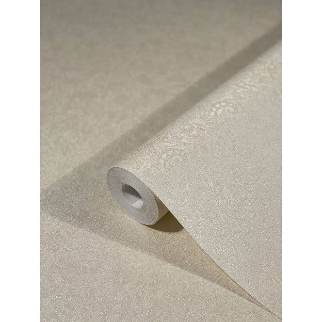 Vliestapete mit glänzenden kleinen Blättern beige Floral von Harald Glööckler