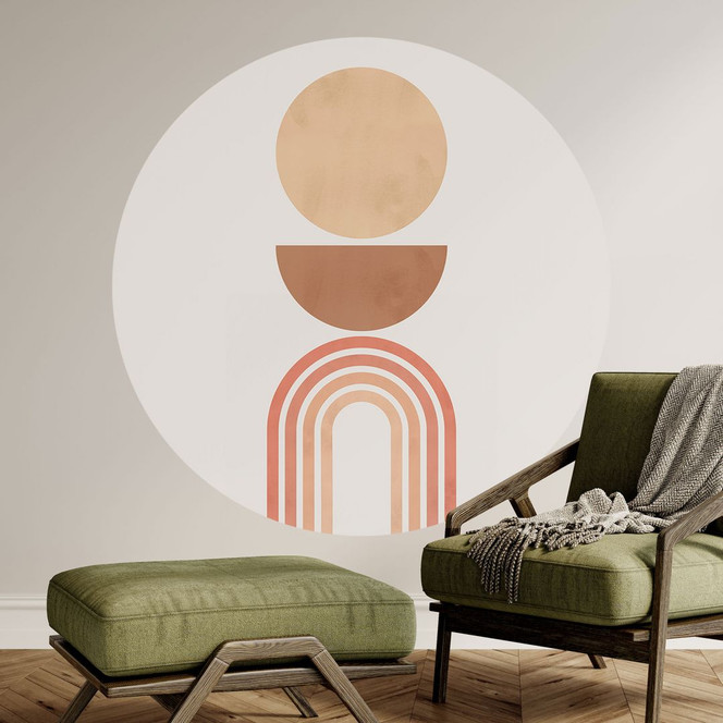Wandtattoo Abstrakte Balance - Retro Bögen und Kreise - Costa - Rund