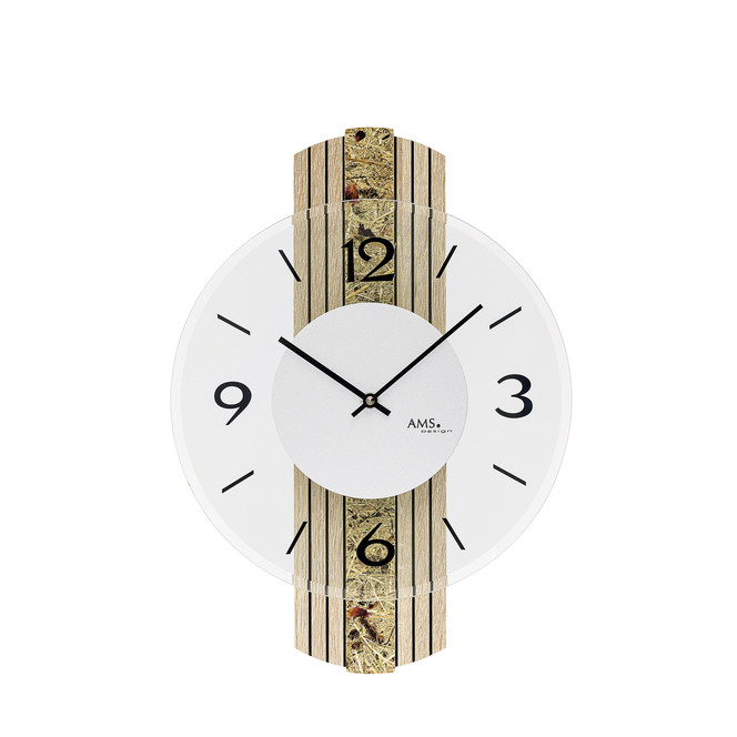 Wanduhr Holzgehäuse, Sonoma mit Almheu-Auflage