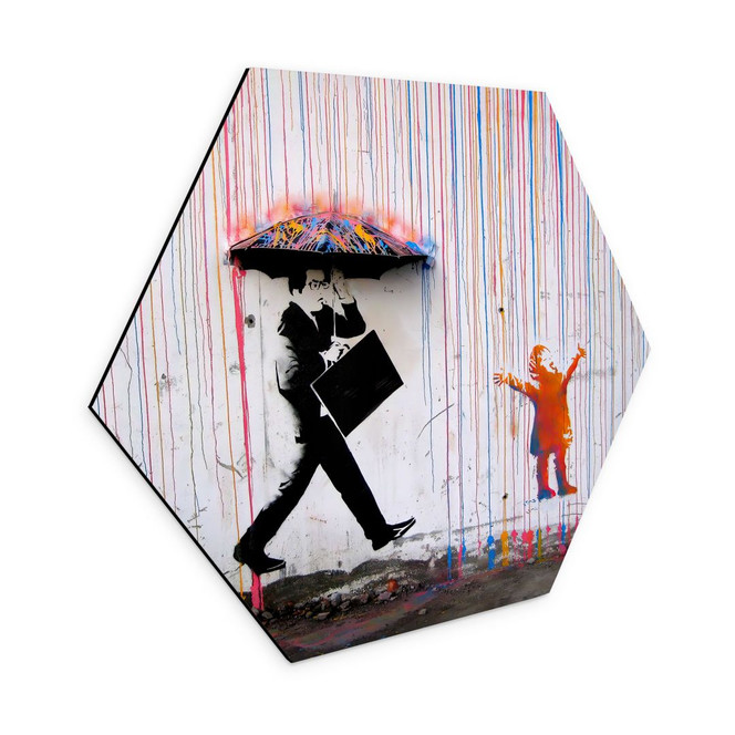 Hexagon - Alu-Dibond Banksy - Coloured Rain