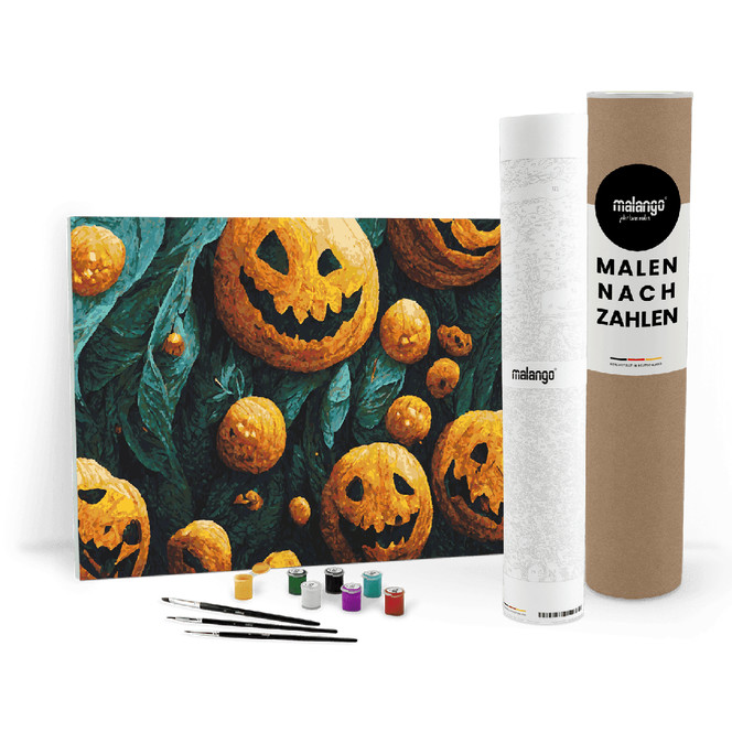 Malen nach Zahlen Leinwandbild - Halloween Kürbisse
