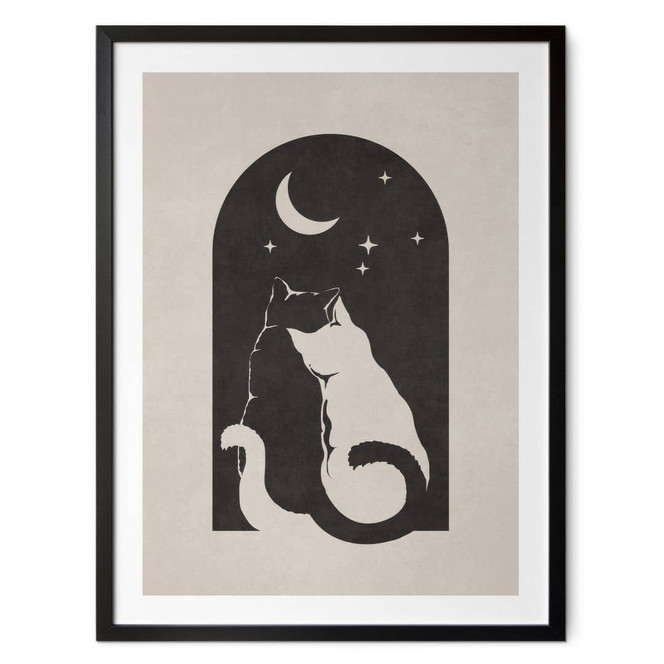 Tier-Poster Zwei Katzen im Mondschein - Tunaboylu