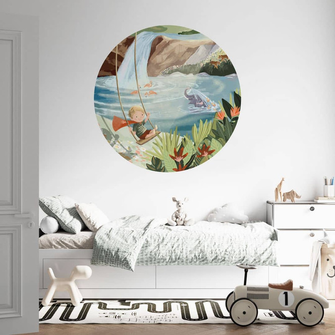 Wandtattoo Schaukeln in der Natur-Oase - Goed Blauw - Rund