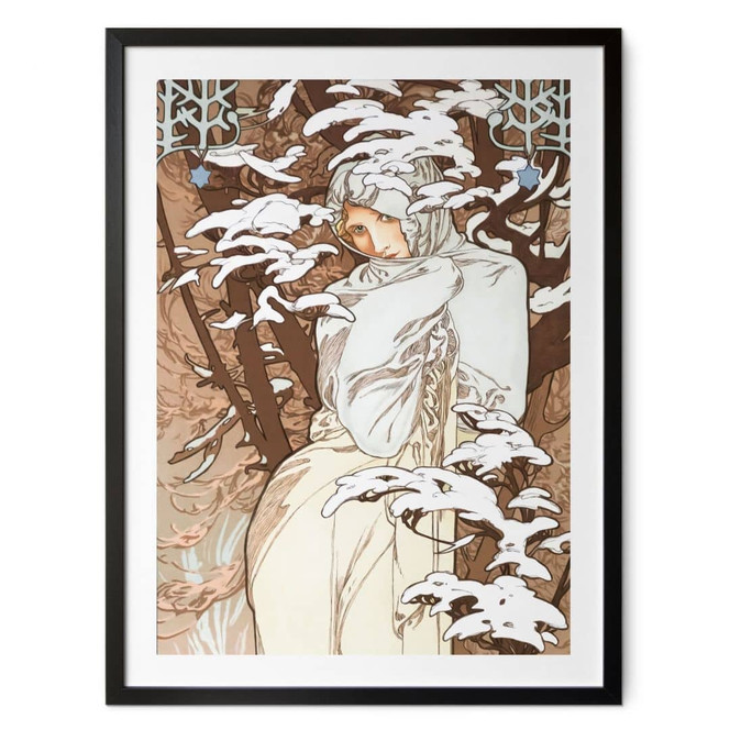 Poster Jahreszeiten: Der Winter 1900 - Mucha