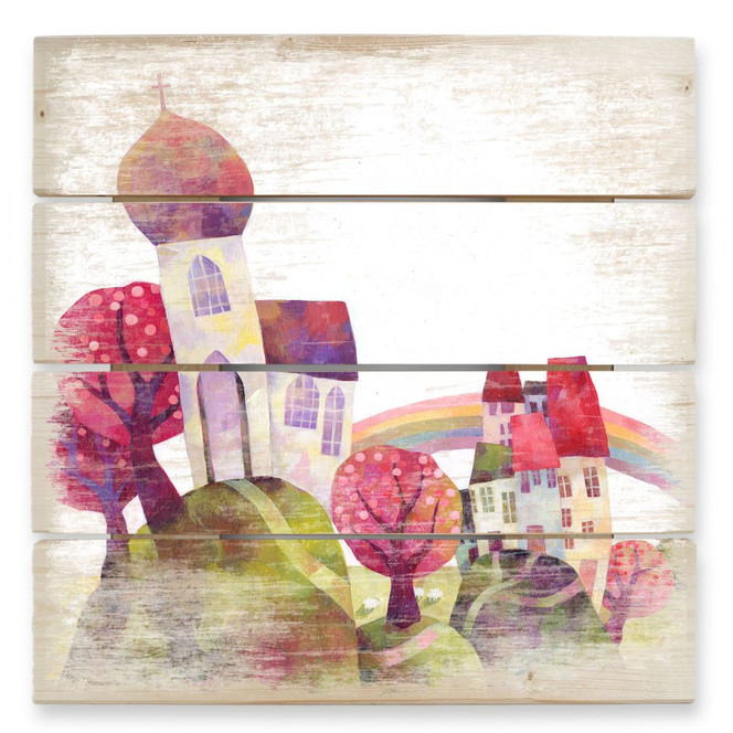 Holzbild Blanz - Die Dorfkirche - 40 x 41.5 cm