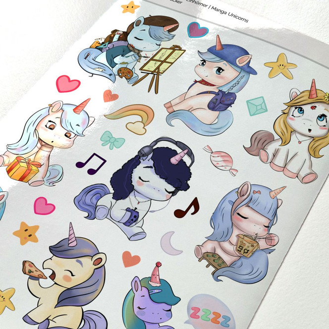 Sticker Manga Einhörner