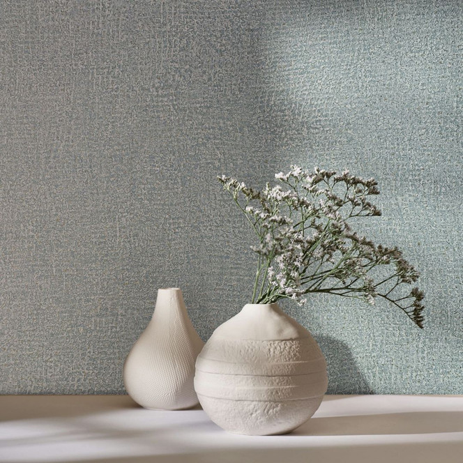Vliestapete in Blau Strukturiertes Textil Putzoptik Uni