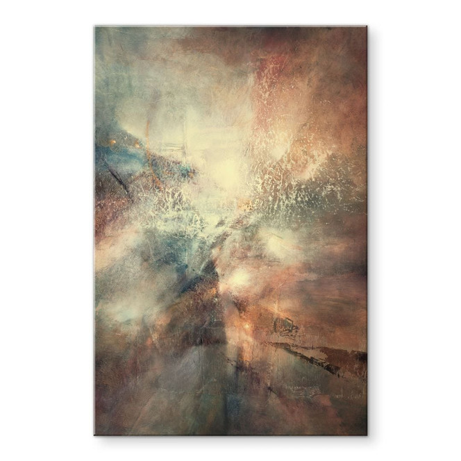 Acrylglasbild Abstrakter Nebel im Goldlicht - Schmucker