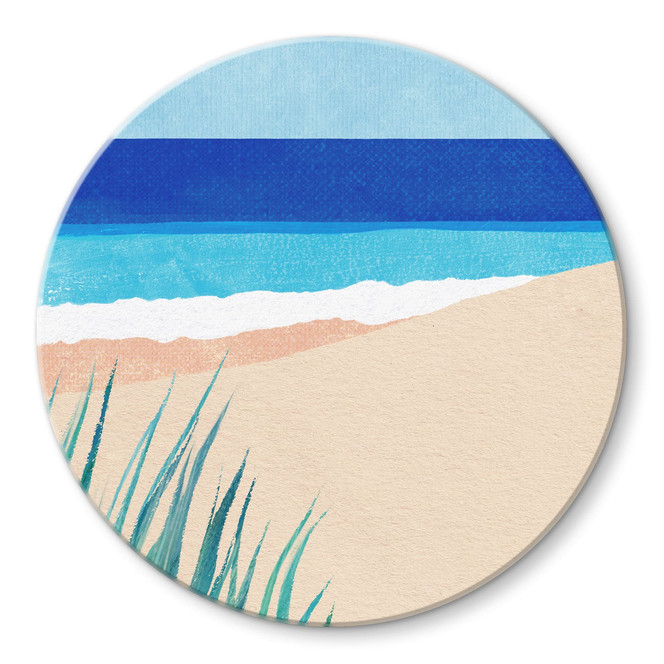 Glasbild Ostsee mit Dünengras - Rivers - Rund