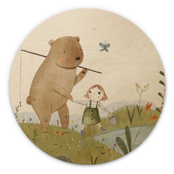 Holzbild Loske - Anglerfreunde - Rund