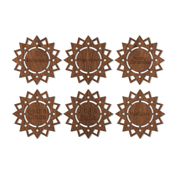 Holzkunst Mahagoni - Poinsettia (6-teilig)