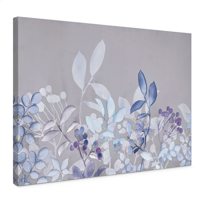 Leinwandbild Blaue Aquarell-Pflanzen - Haase