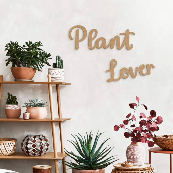 MDF-Deko 3D Schriftzug Plant Lover - Natur