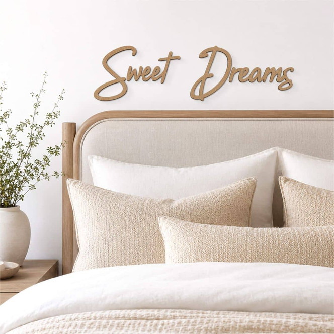 3D-Deko-Schriftzug Sweet Dreams – MDF-Holzdesign für moderne Wandgestaltung