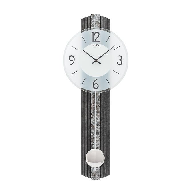 Pendelwanduhr Holzgehäuse, Holzstruktur mit Metallic-Auflage