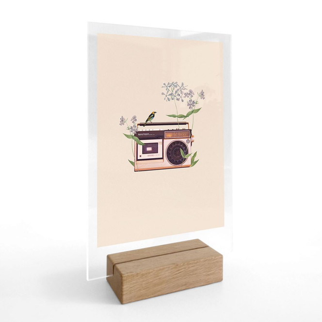 Tischaufsteller Retro Radio floral - Frida Floral Studio