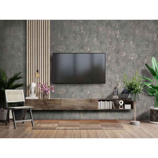Vliestapete mit leichtem metallic Effekt als Uni Grau Struktur
