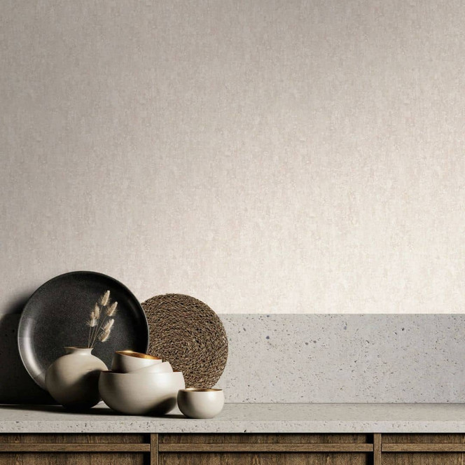 Vliestapete mit matter, leichter Struktur beige, grau Betonoptik