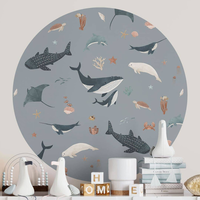 Wandtattoo Maritime Unterwasserwelt - Wale und Meerestiere - Kikki Belle - Rund