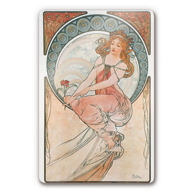 Glasbild Mucha - Vier Künste: Die Malerei
