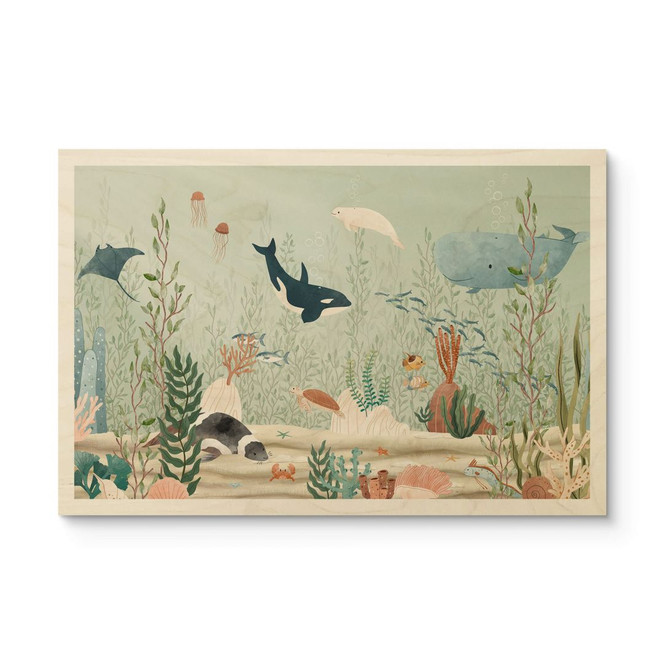 Holzbild Meerestiere tief im Ozean - Oliver Robins