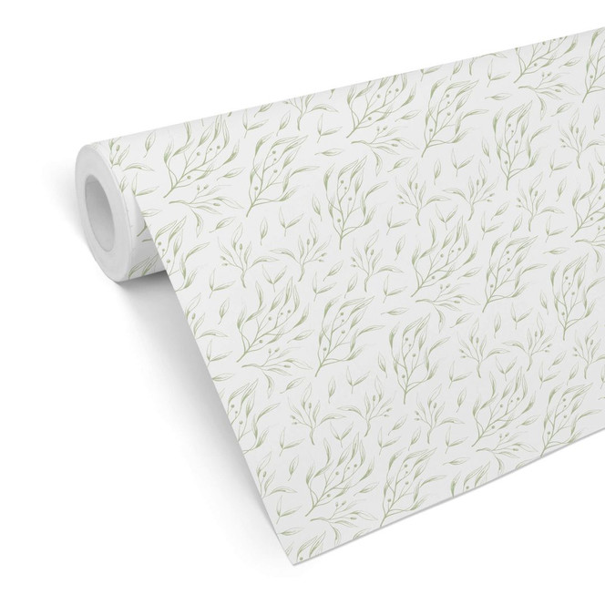 Mustertapete Olivenzweige grün