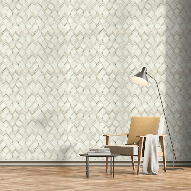 Vliestapete in weiss, grau Rauten Illusion 3D-Optik Modern