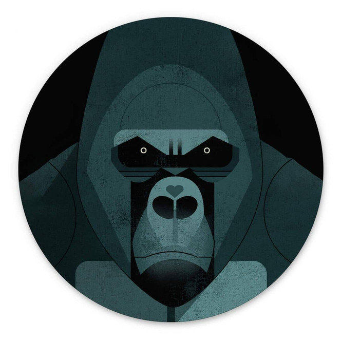 Wandbild Gorilla - Alu-Dibond Rund - Braun