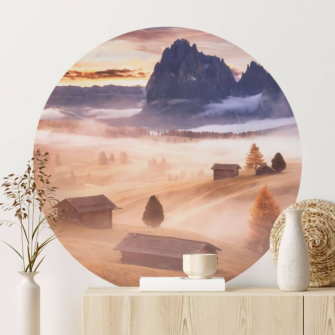 Wandtattoo Herbstnebel in den Alpen - Selagea - Rund