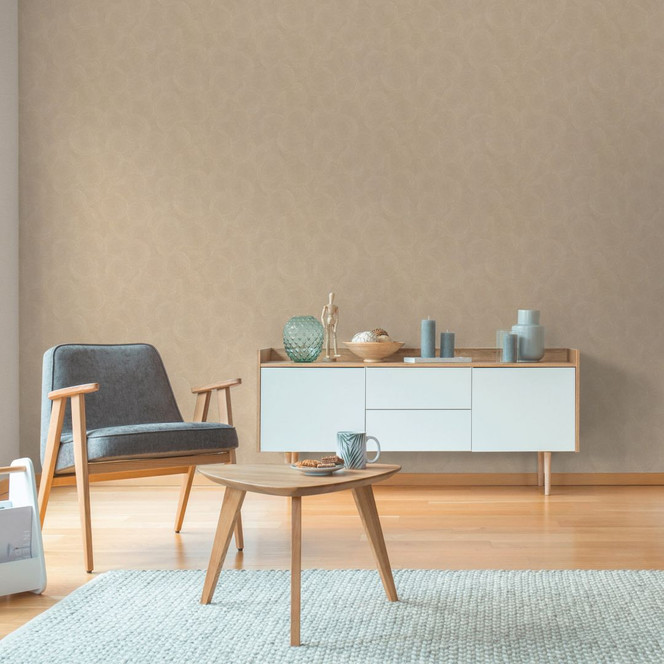 3D-Tapete Kreismuster Beige Orange – Vliestapete strukturiert warm modern