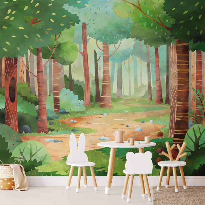 Fototapete Grüner Waldweg - DigitalArtsi