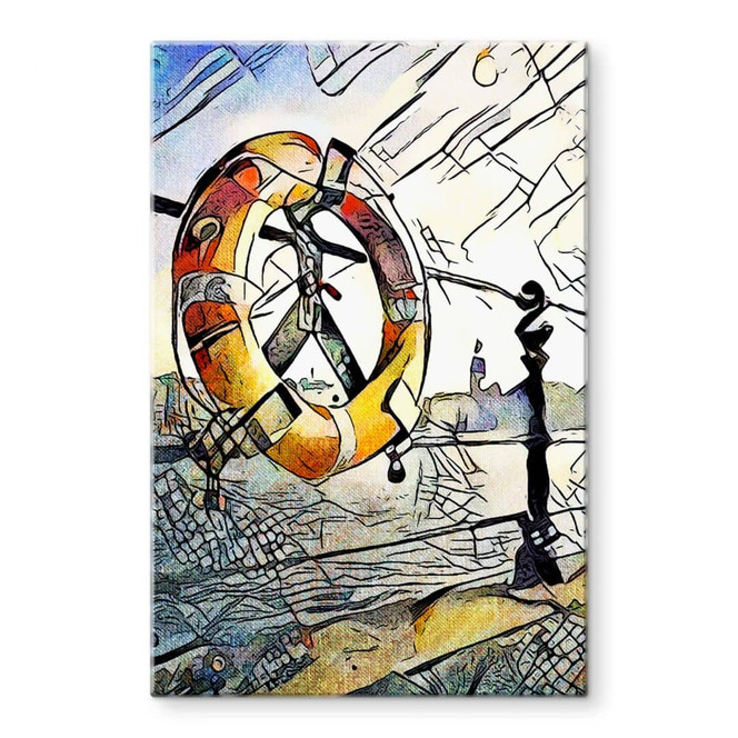 Glasbild Zamart - Kandinsky trifft Hamburg am Hafen