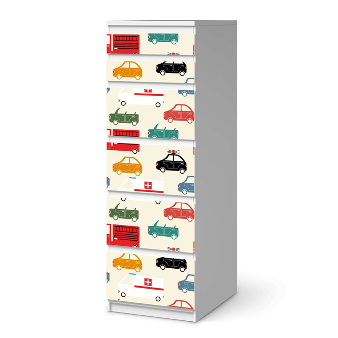 Klebefolie IKEA Malm Kommode 6 Schubladen (schmal) - Cars- Bild 1