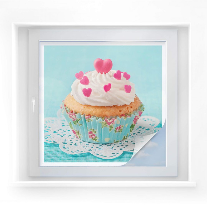 Sichtschutzfolie Hearts on Cupcake - quadratisch