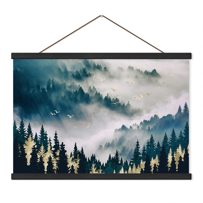 Stoffbild Geheimnisvoller Nebel im Wald - SpaceFrog Designs