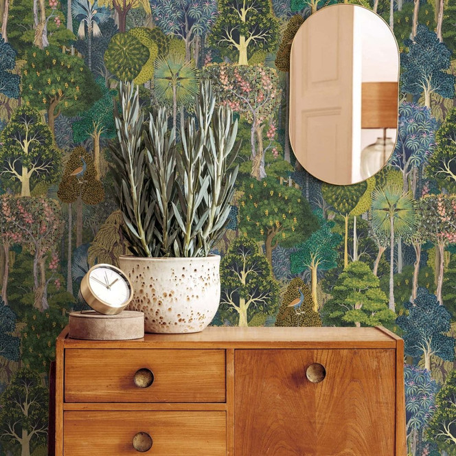 Vliestapete Wald, Bäume Floral Natur in Grün