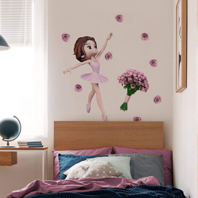 Wandtattoo Agullo - Ballerina & Blumenstrauss
