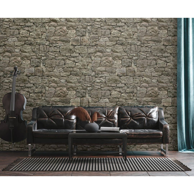 Fototapete Steinwand grau beige - Vliestapete Industrial Livingwalls - matt und glatt