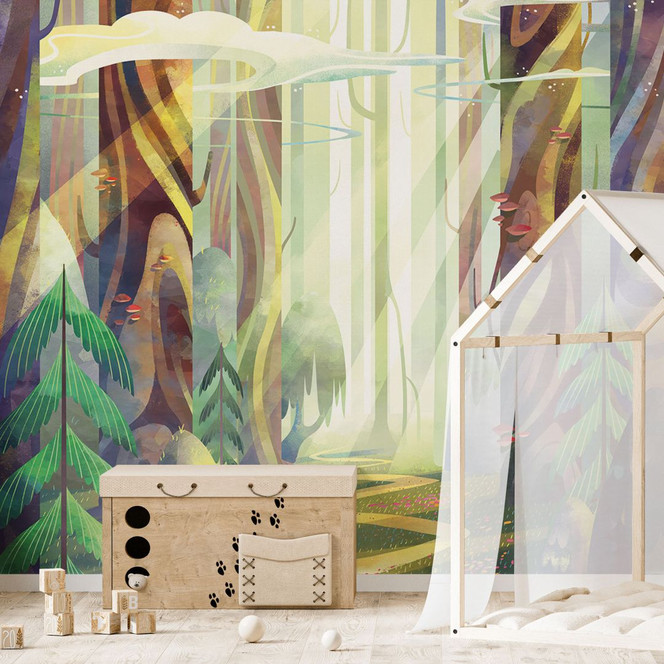 Fototapete Verwunschener Wald im Licht - DigitalArtsi