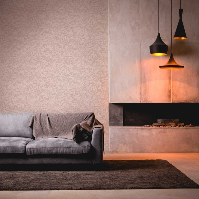 Landhaus-Tapete Grau Beige - Vliestapete Wohnzimmer - Florale Tapete Schlafzimmer Büro