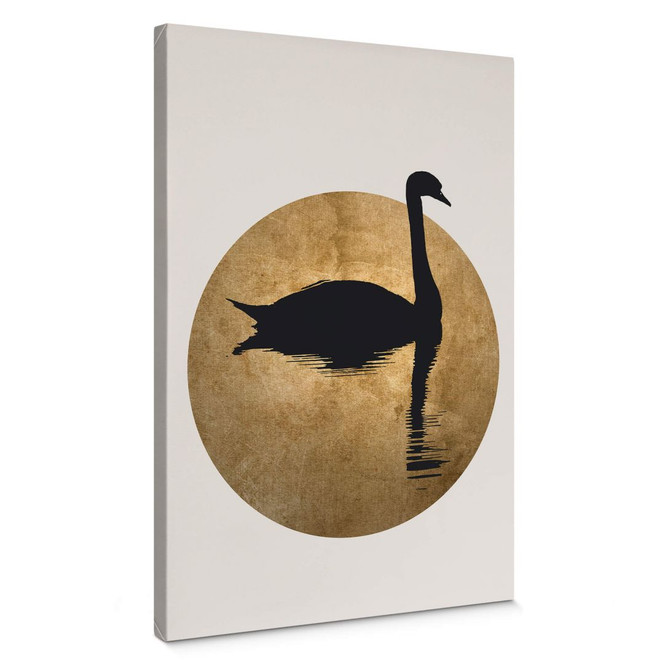 Leinwandbild Kubistika - Schwanensee im Vollmond