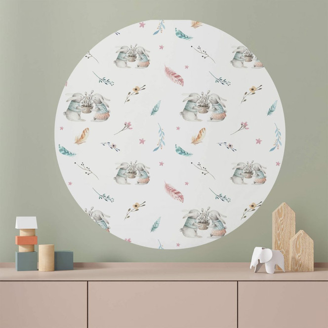 Wandtattoo Kvilis - Häschenpaar - rund